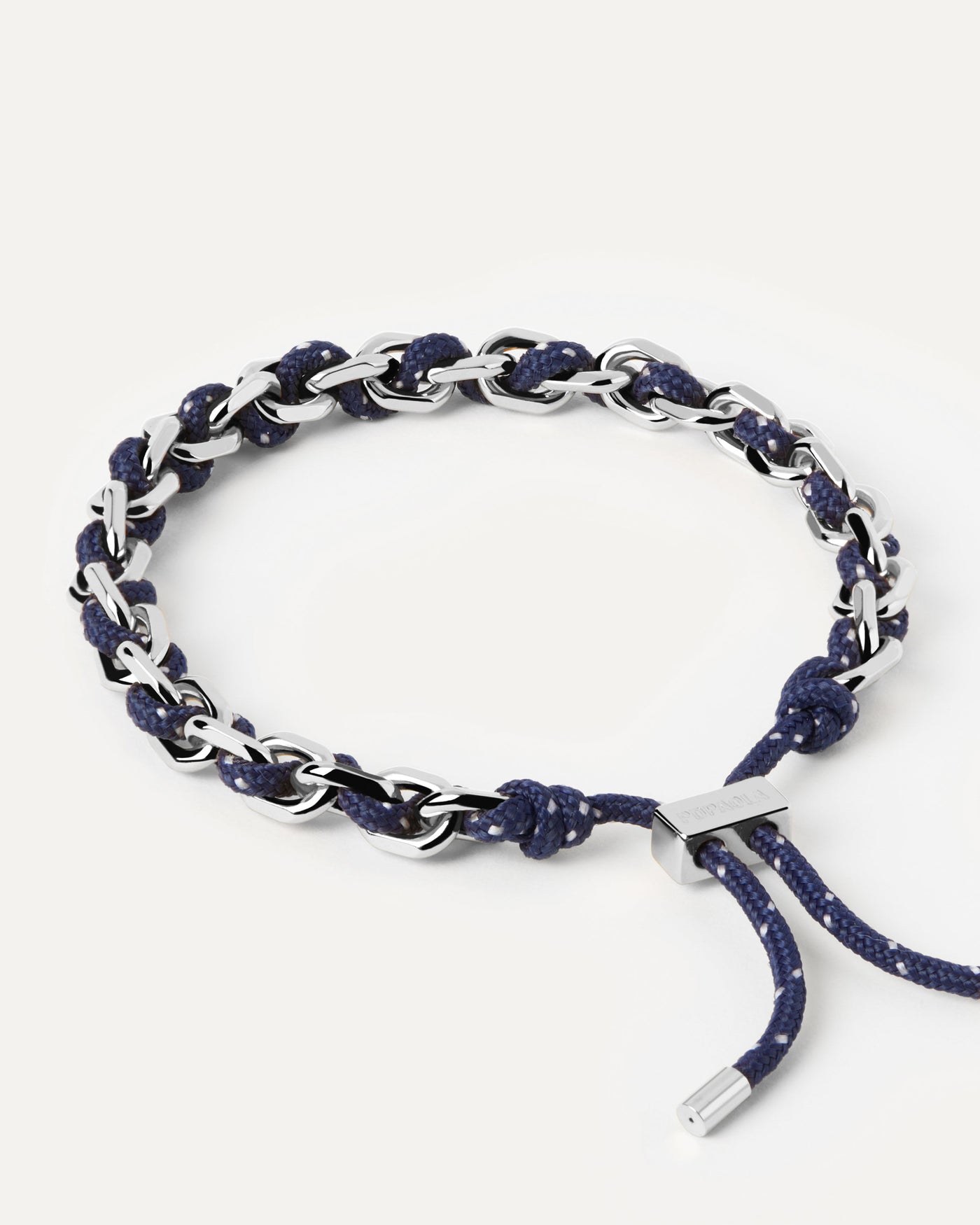 2023 Selection | Midnight Rope and Chain Silver Bracelet. Silver chain bracelet with a navy blue rope adjustable sliding clasp. Get the latest arrival from PDPAOLA. Place your order safely and get this Best Seller. Free Shipping.
