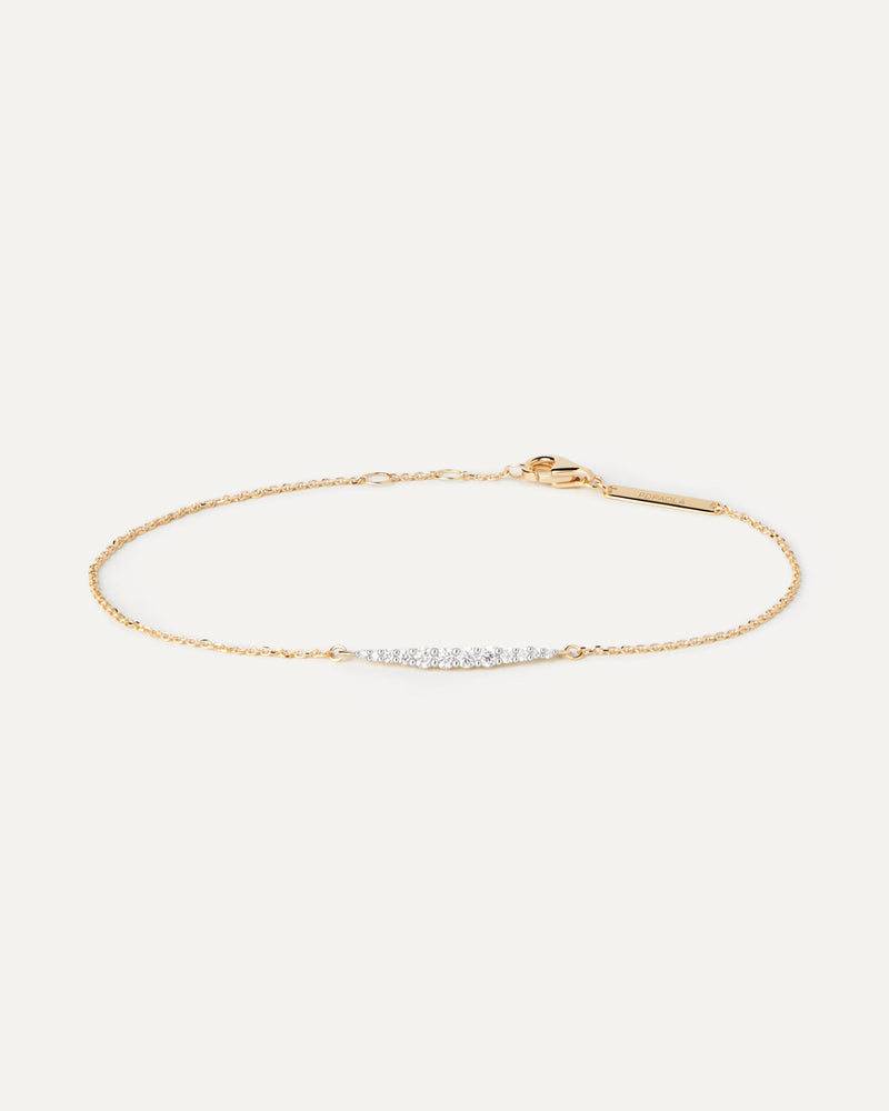 Bracciale in oro giallo massiccio con decorazione di 12 diamanti lab-grownpavé da 0,17 carati