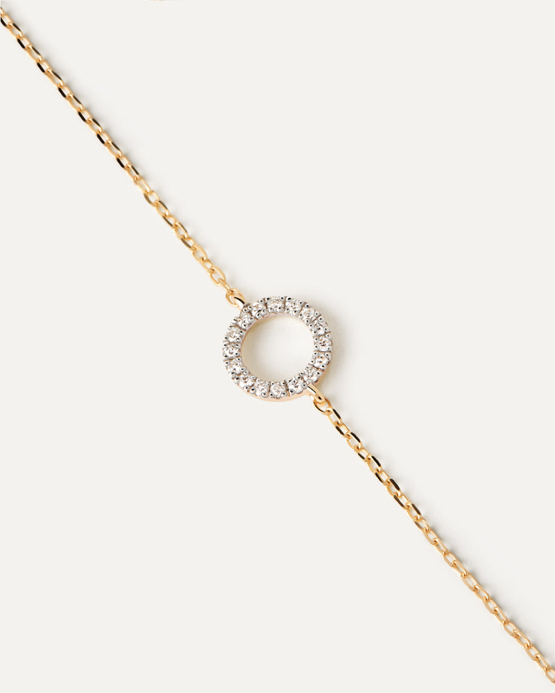 Bracciale in oro giallo massiccio con motivo circolare e pavé di diamanti di laboratorio