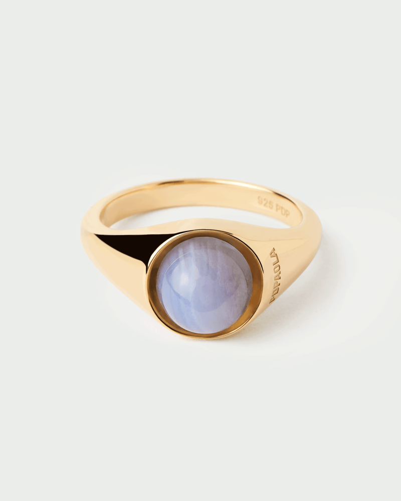 Blue lace agate Moon ring - 
  
    Sterling Silver / 18K Gold plating
  
