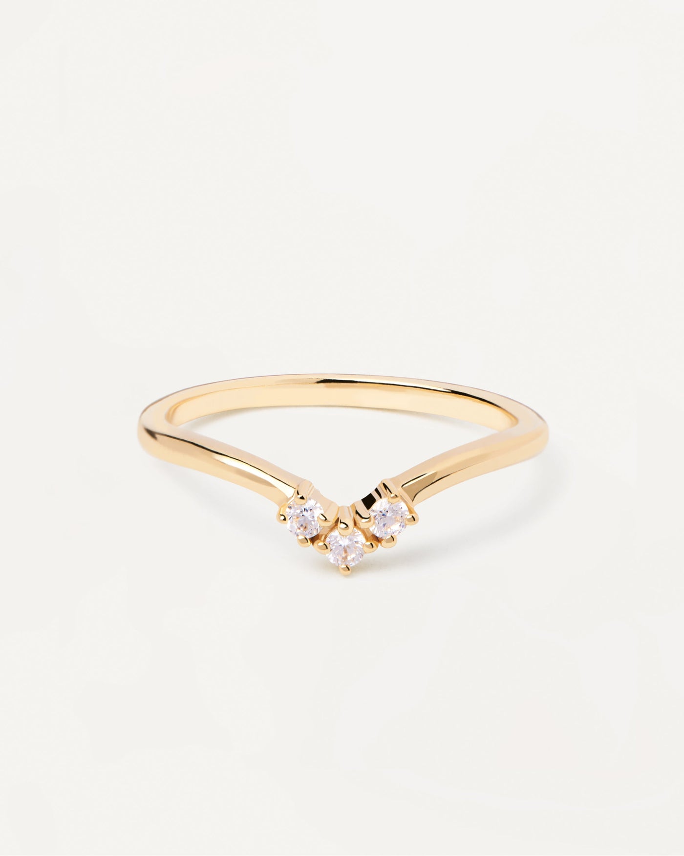 2023 Selection | Mini Crown Ring. Dainty gold-plated ring with 3-zirconia in triangle shape. Get the latest arrival from PDPAOLA. Place your order safely and get this Best Seller. Free Shipping.