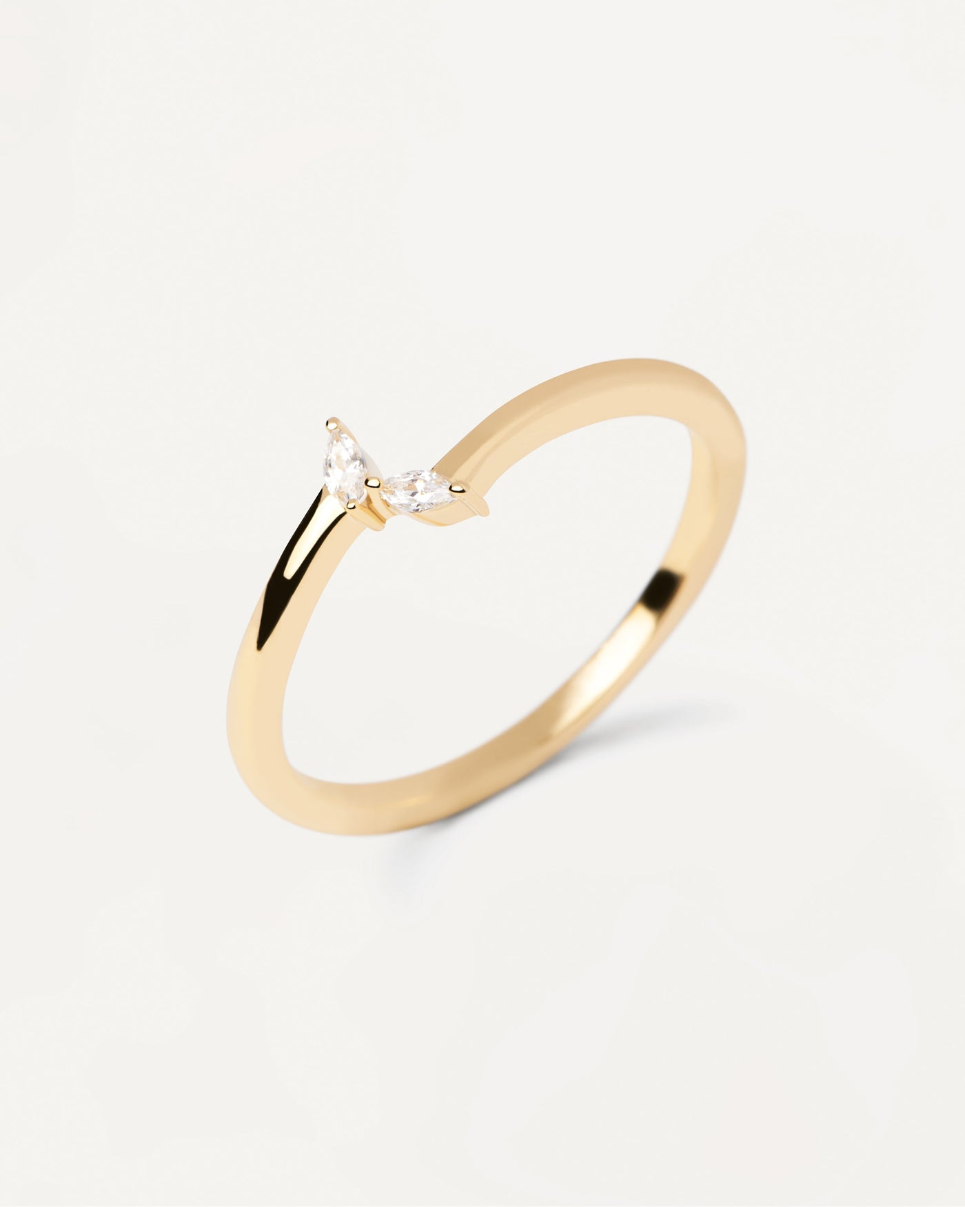 2024 Selection | Eva Ring. You-and-me gold-plated ring with dainty white zirconia. Get the latest arrival from PDPAOLA. Place your order safely and get this Best Seller. Free Shipping.