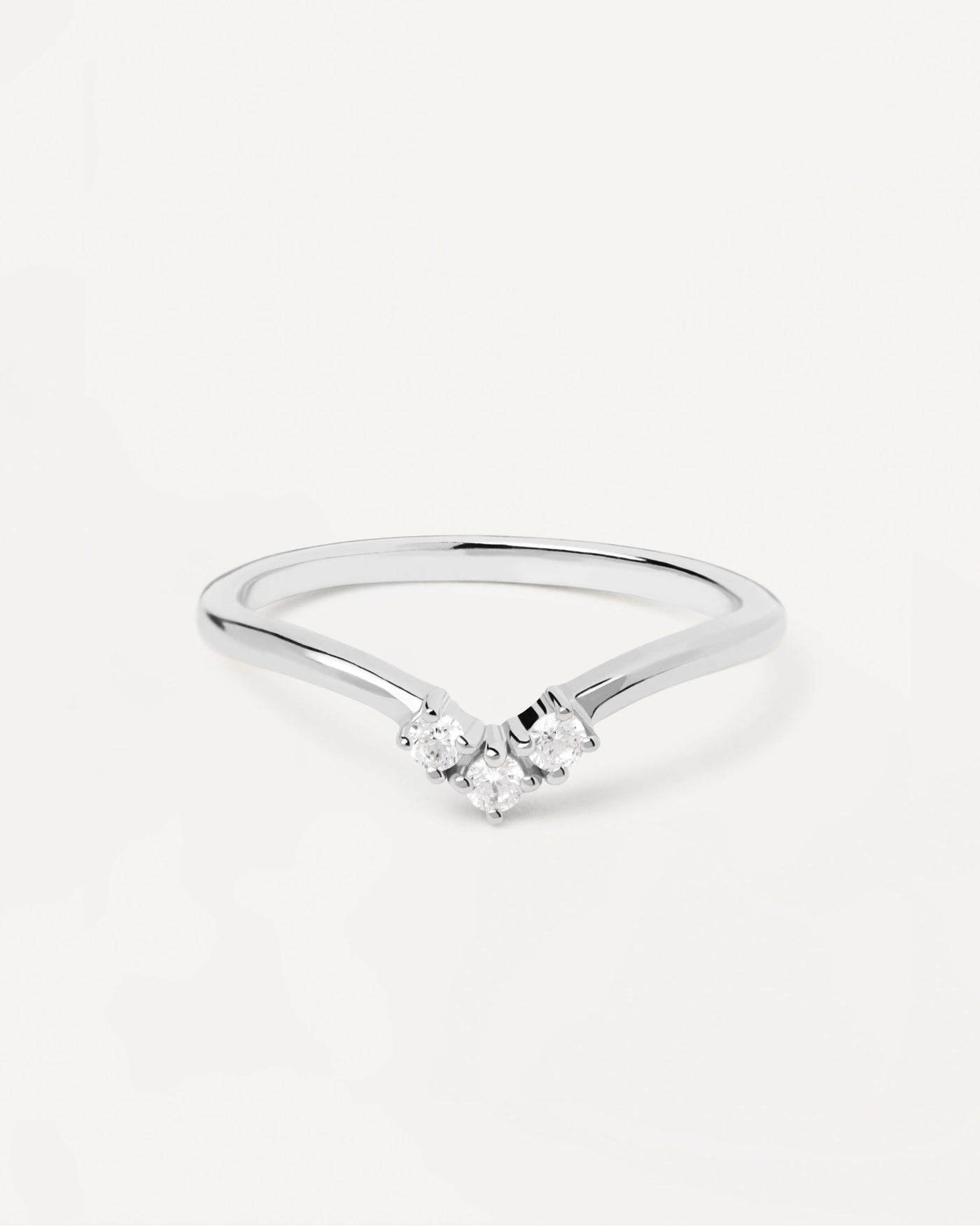 2023 Selection | Mini Crown Silver Ring. Dainty silver ring with 3-zirconia in triangle shape. Get the latest arrival from PDPAOLA. Place your order safely and get this Best Seller. Free Shipping.