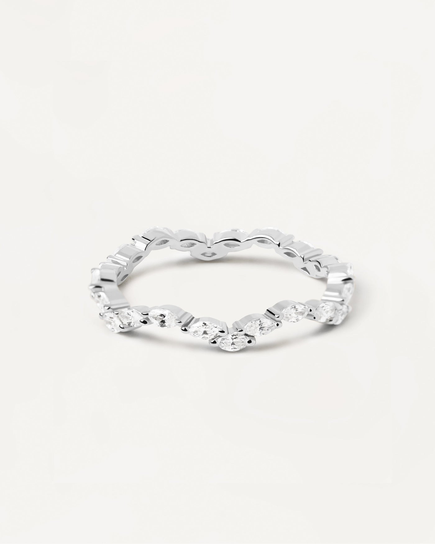 2023 Selection | Lake Silver Ring. Sterling silver wavy eternity ring with white zirconia. Get the latest arrival from PDPAOLA. Place your order safely and get this Best Seller. Free Shipping.