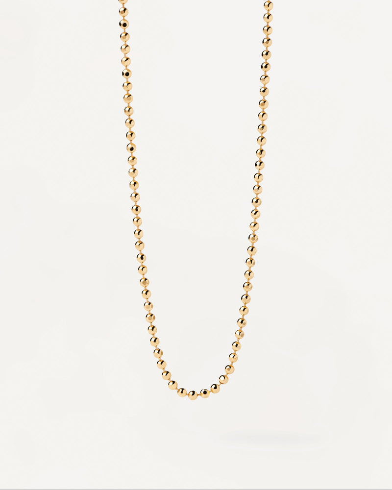 Ball-textured chain necklace in plain gold-plated silver