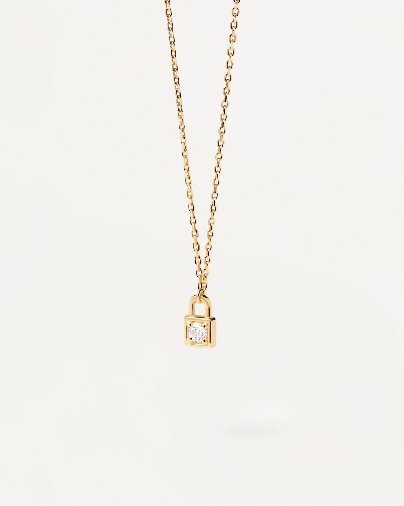 2023 Selection | Padlock Necklace. Gold-plated necklace with padlock pendant and white zirconia. Get the latest arrival from PDPAOLA. Place your order safely and get this Best Seller. Free Shipping.