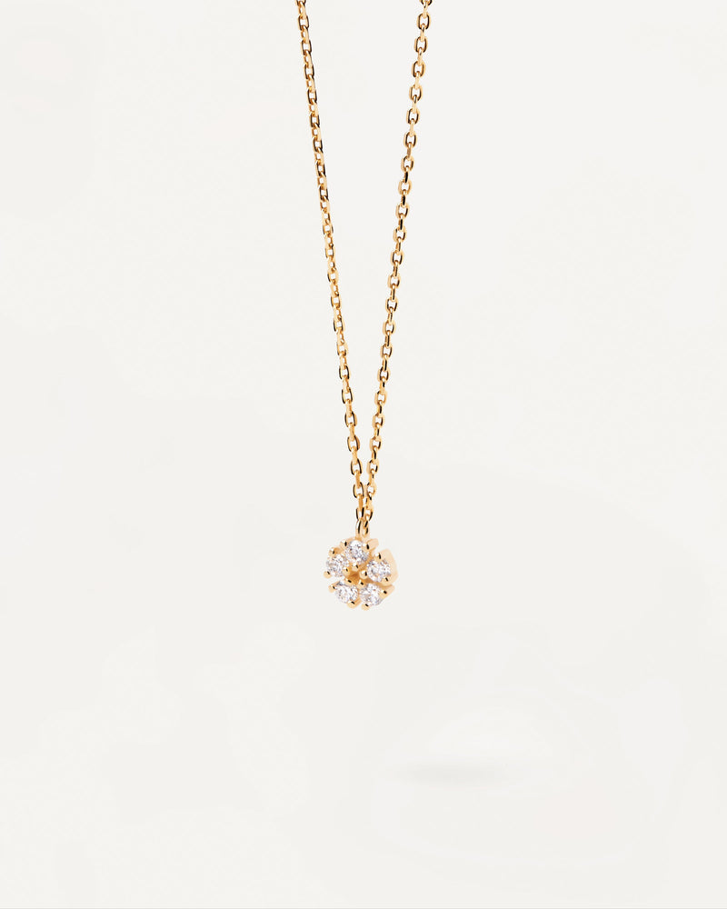 Gold-plated silver necklace with flower zirconia pendant