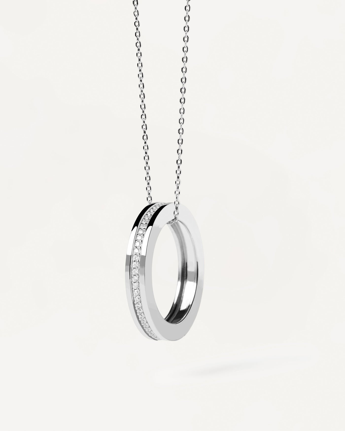 Silver necklace with ring deals