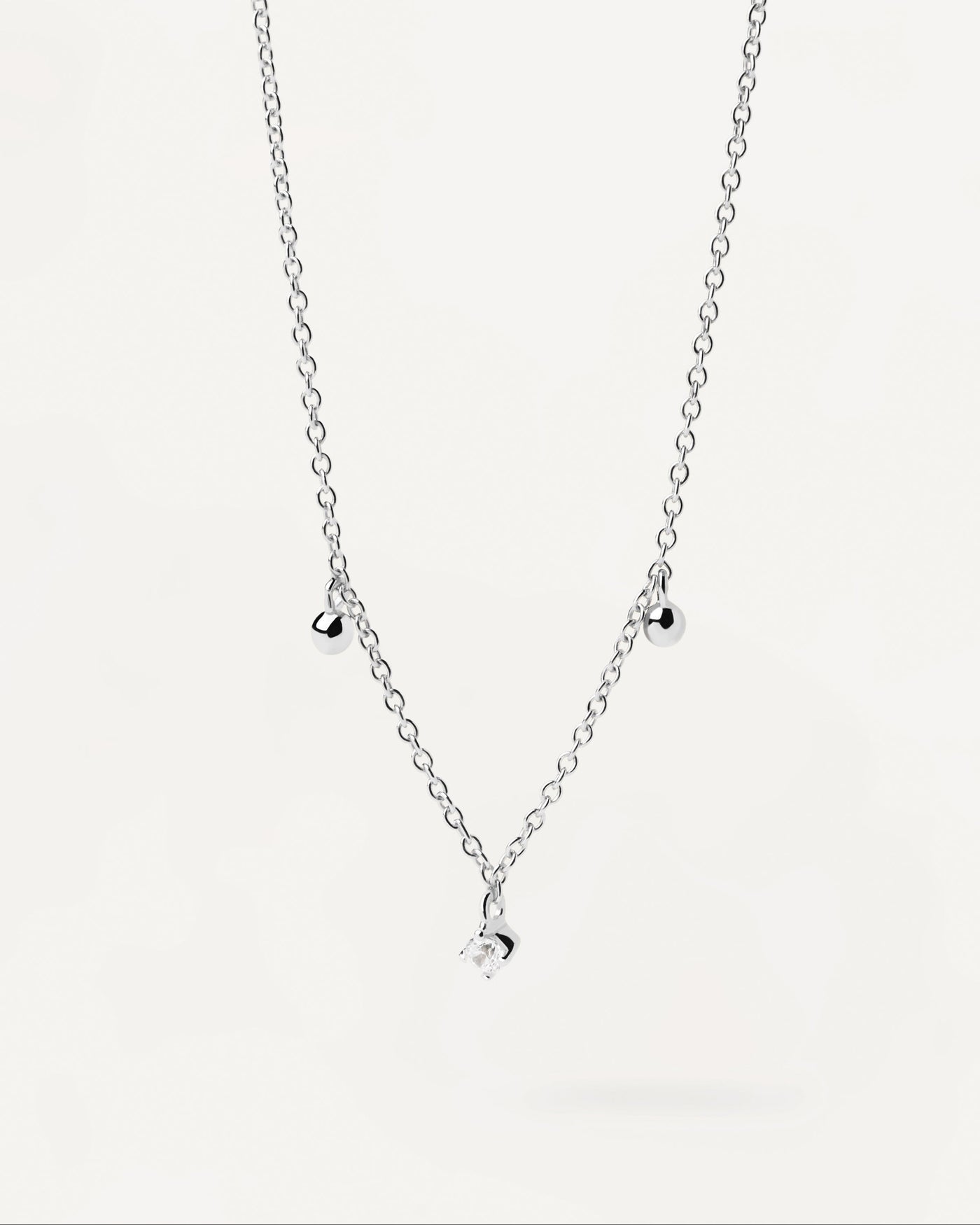 2023 Selection | Love Triangle Silver Necklace. Large link necklace in sterling silver set with white zirconia. Get the latest arrival from PDPAOLA. Place your order safely and get this Best Seller. Free Shipping.
