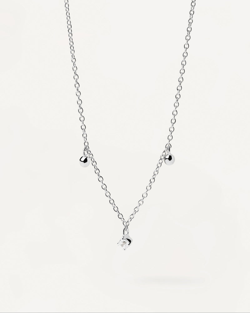 Large link necklace in sterling silver set with white zirconia