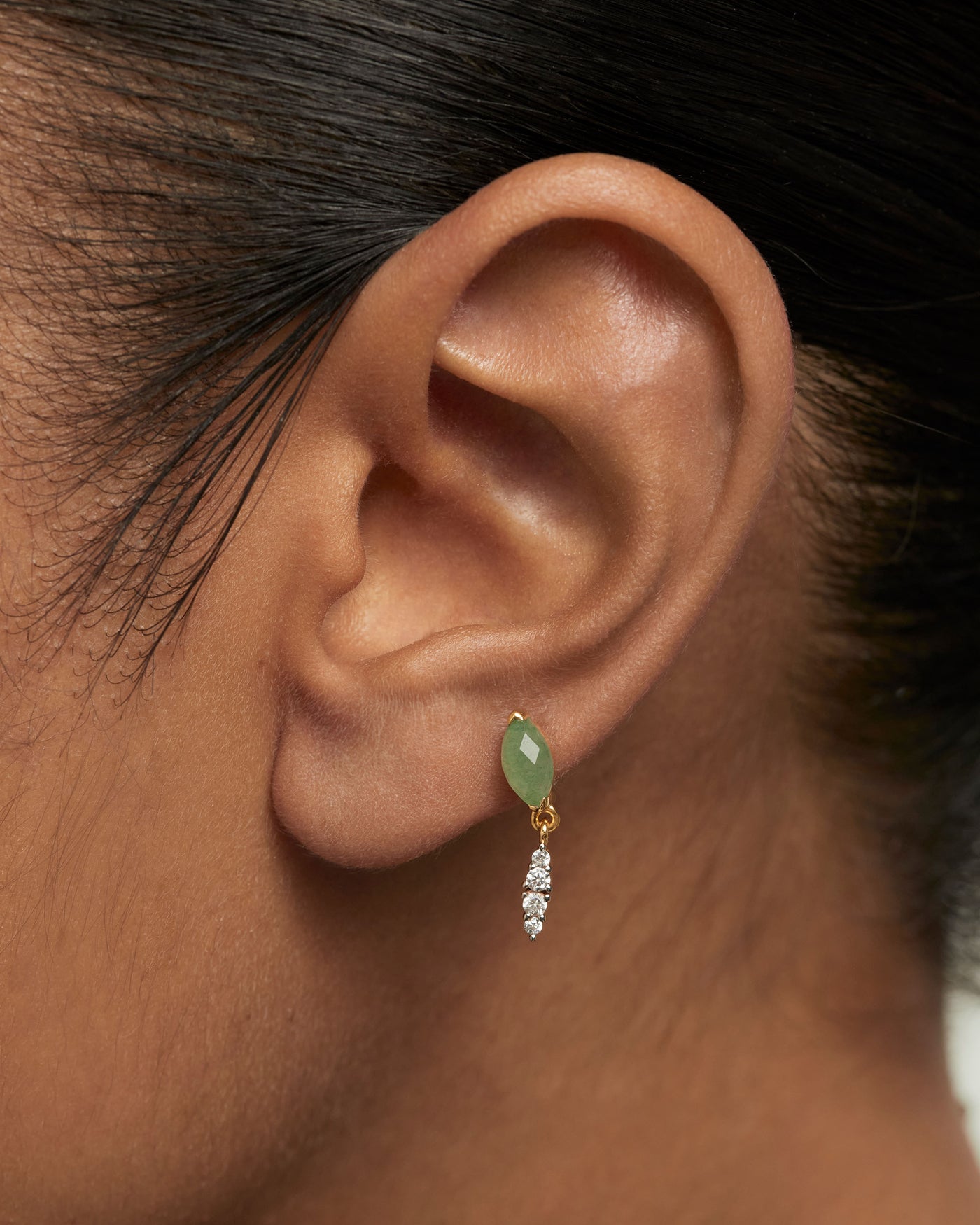 Boucle D'Oreille Individuelle Aventurine Verte Ginger 
  
    Argent massif / Placage Or 18 Ct
  
