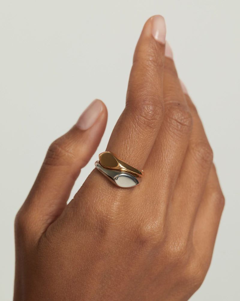 Anello Sigillo Devi - 
  
    Argento sterling / Placcatura in Oro 18K
  
