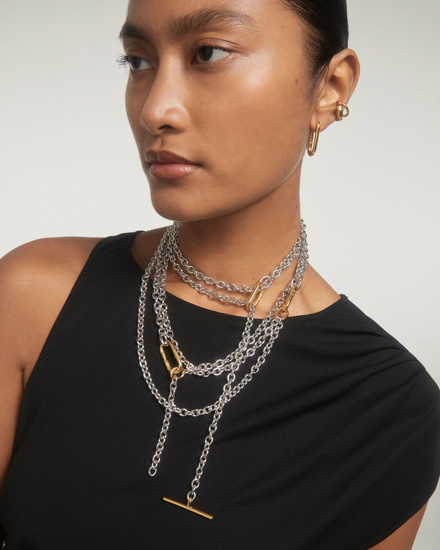Collar Cadena Double Beat - 
  
    Latón / Baño de rodio en plata
  
