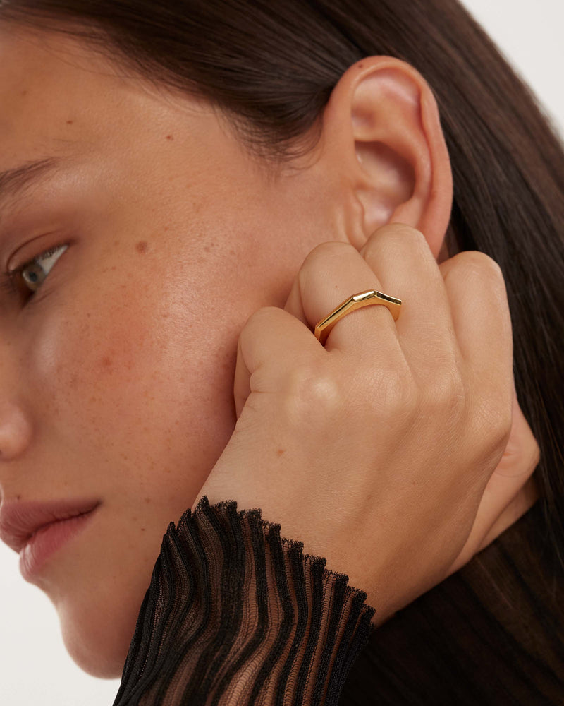 Signature Link Ring - 
  
    Messing / 18K Goldplattierung
  
