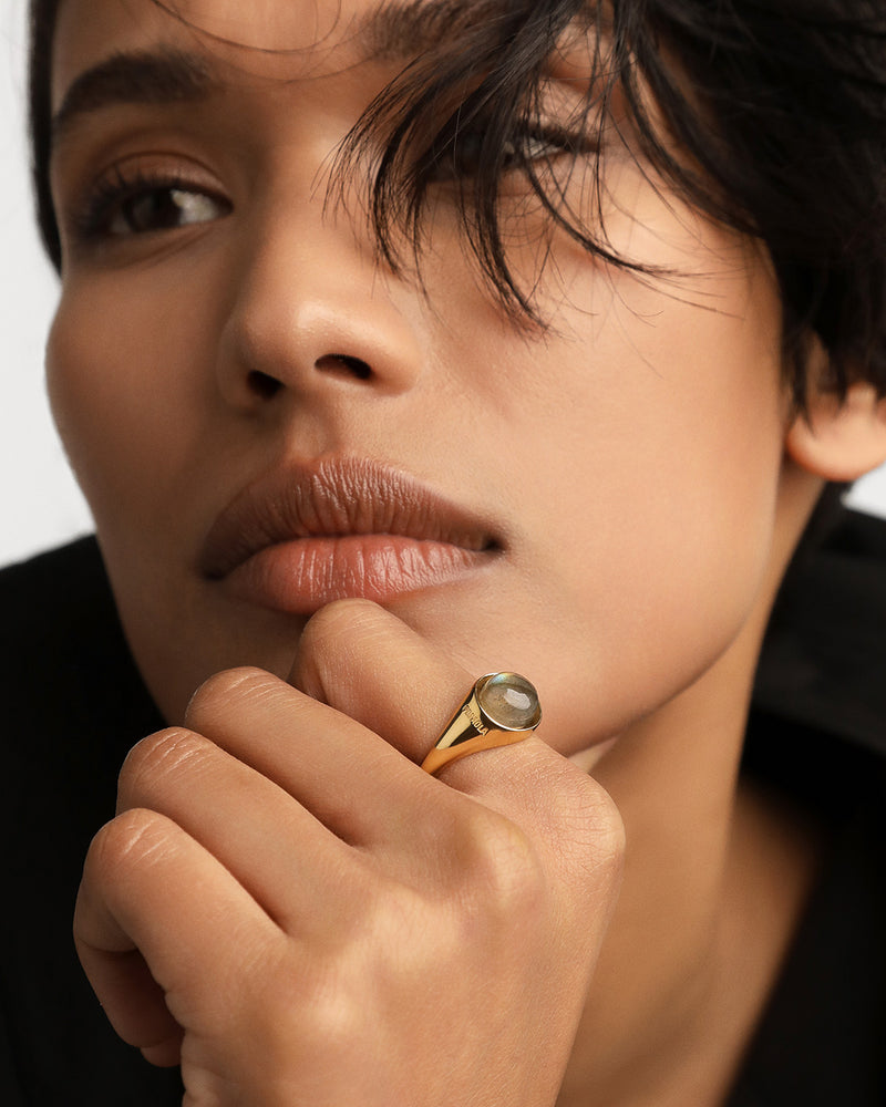 Labradorite Moon Ring - 
  
    Sterling Silver / 18K Gold plating
  
