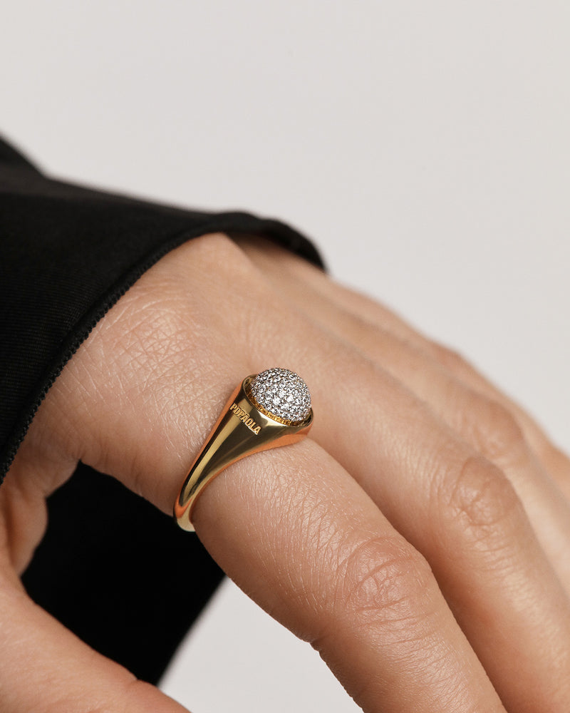 Moon Pavé-Ring - 
  
    Sterling Silber / 18K Goldplattierung
  
