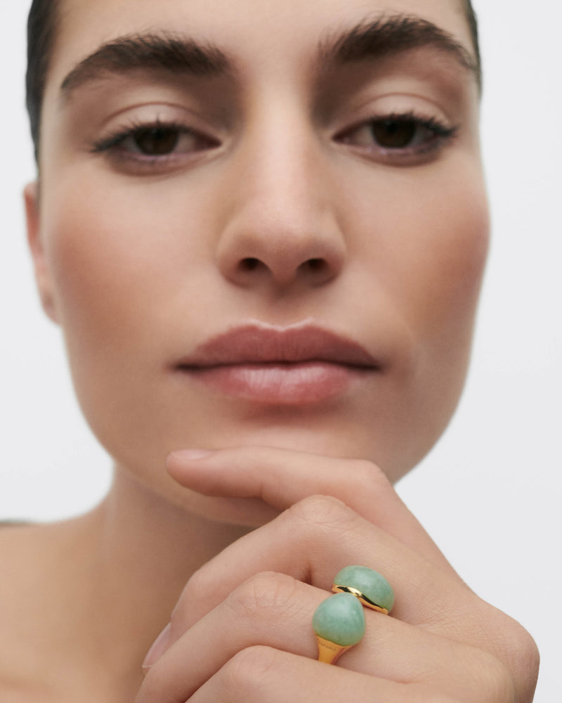 Grüner Aventurin Gravity ring - 
  
    Sterling Silber / 18K Goldplattierung
  
