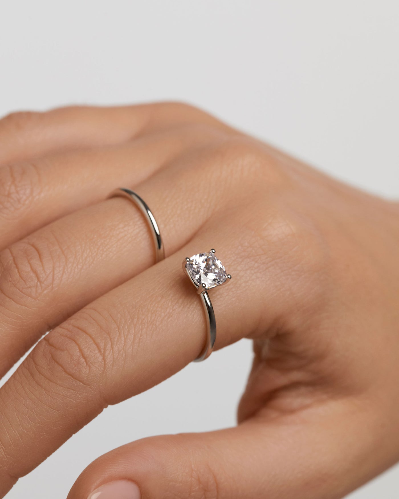 925 Sterling Silver Twin Heart Shape Light Weight Finger Ring