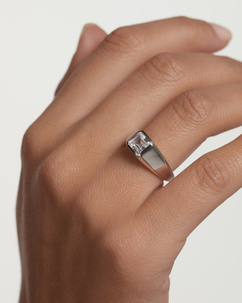 Square Shimmer Siegelring aus Silber - 
  
    Sterling Silber
  
