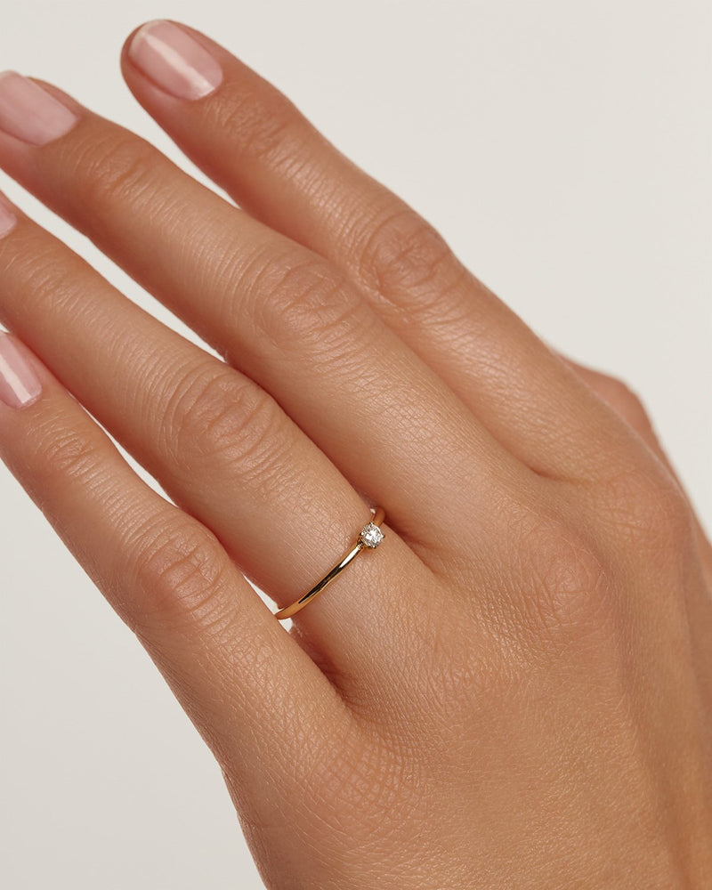 GoldRing mit Diamanten Solitaire Mini - 
  
    18 kt Gold
  
