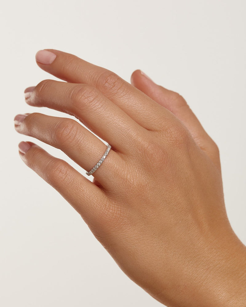 Diamonds and White Gold Eternity Medium Ring - 
  
    18K White gold / Rhodium silver plating
  
