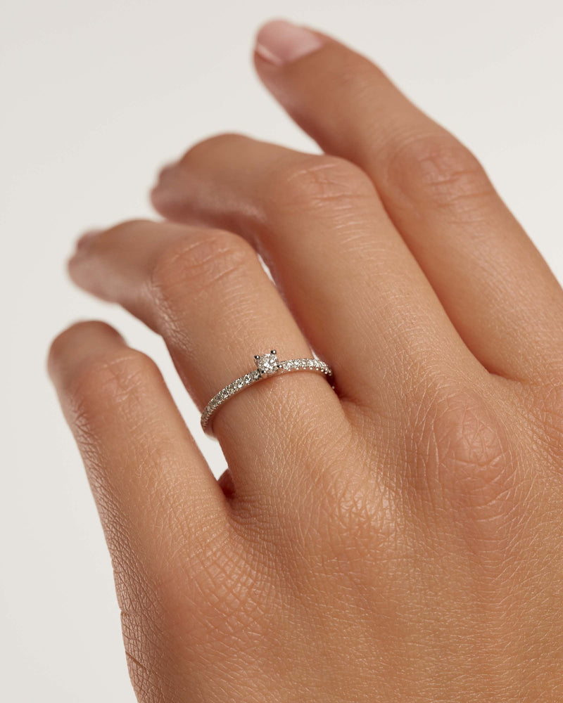 Anillo de Diamantes Y Oro Blanco Solstice - 
  
    Oro Blanco 18K / Baño de rodio en plata
  
