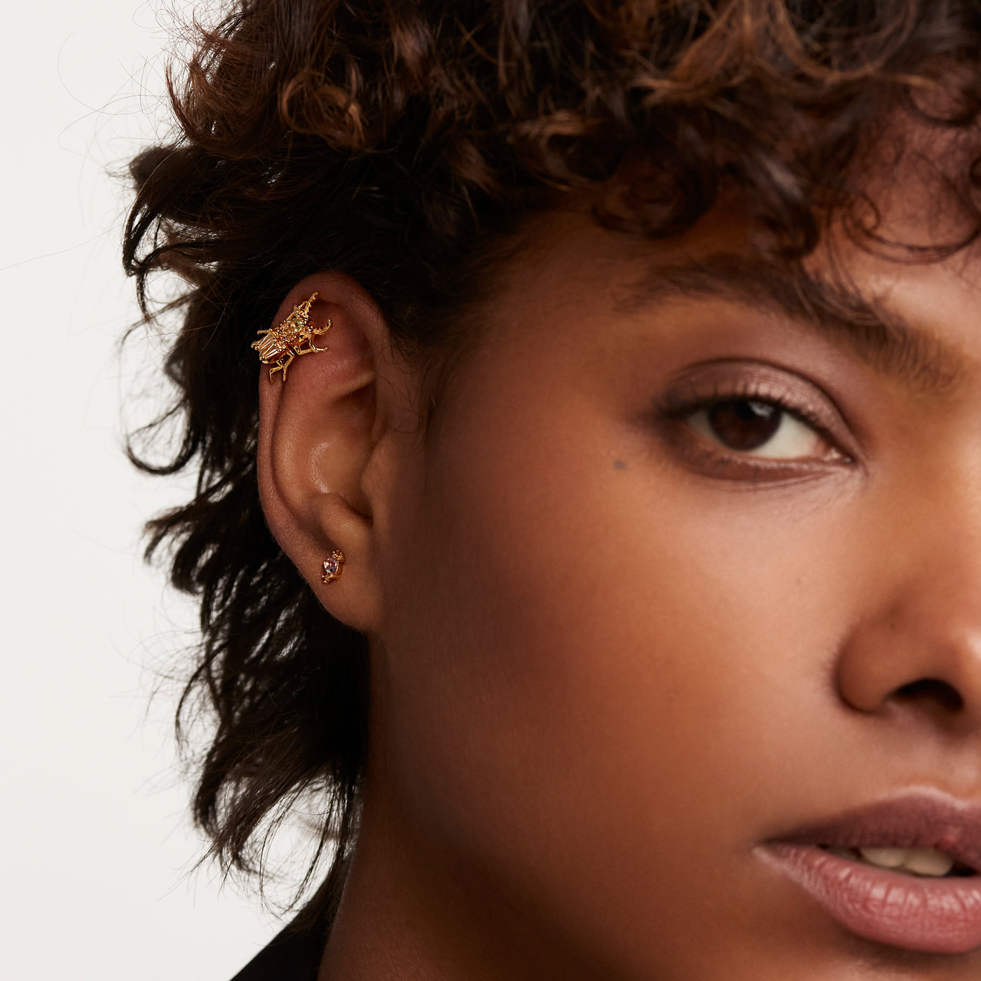 Crystal and zirconia Labradorite earrings