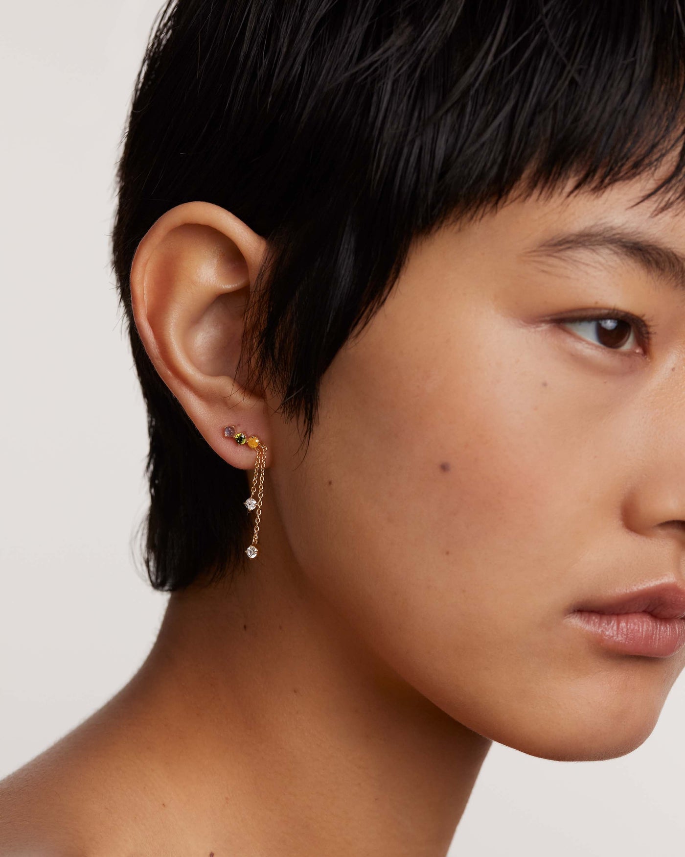 Crystal and zirconia Labradorite earrings