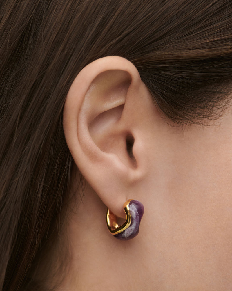 Aros Amatista Musa - 
  
    Plata de Ley / Baño de Oro 18K
  
