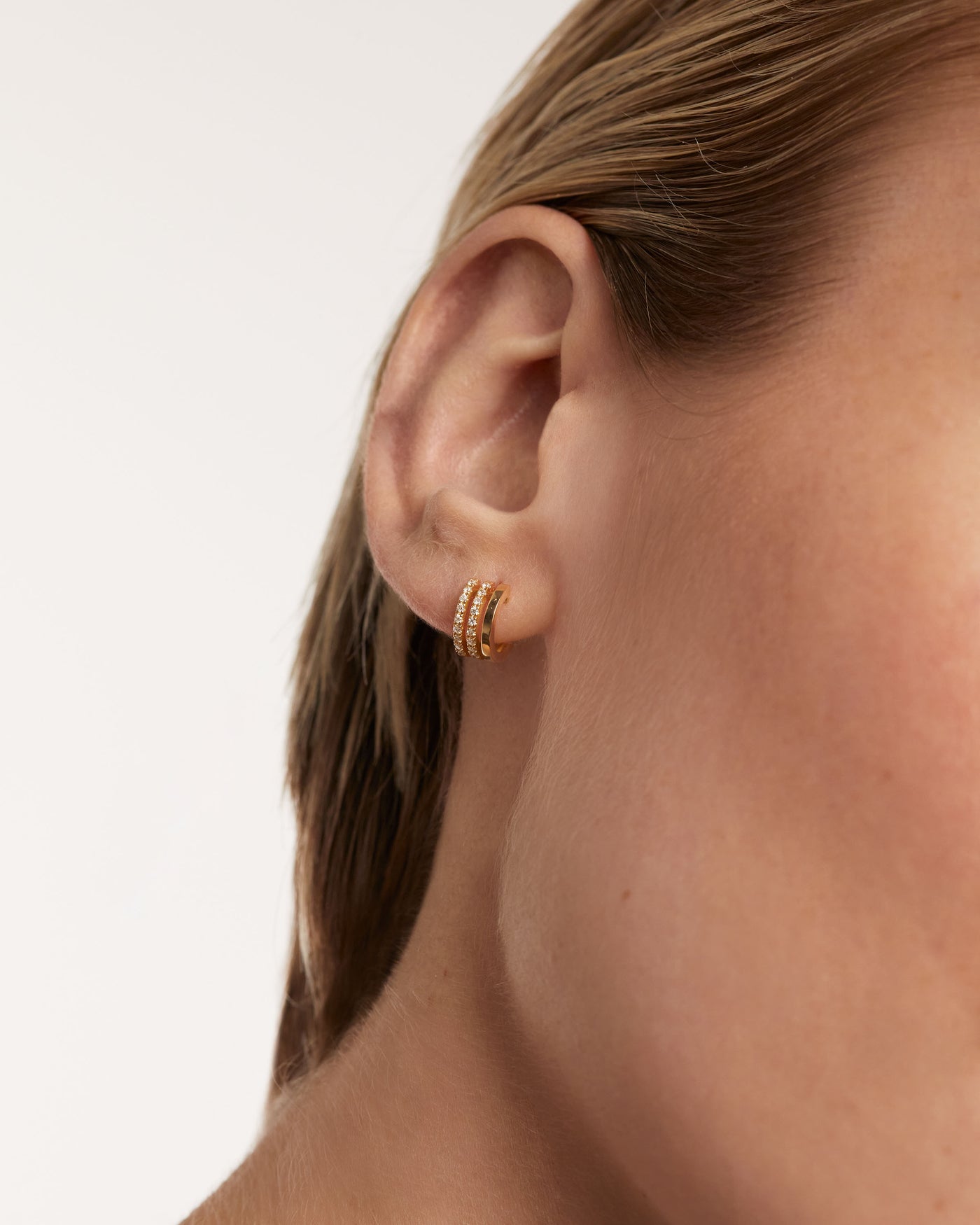 Diamonds And Gold Triple Hoops 
  
    18K Gold
  
