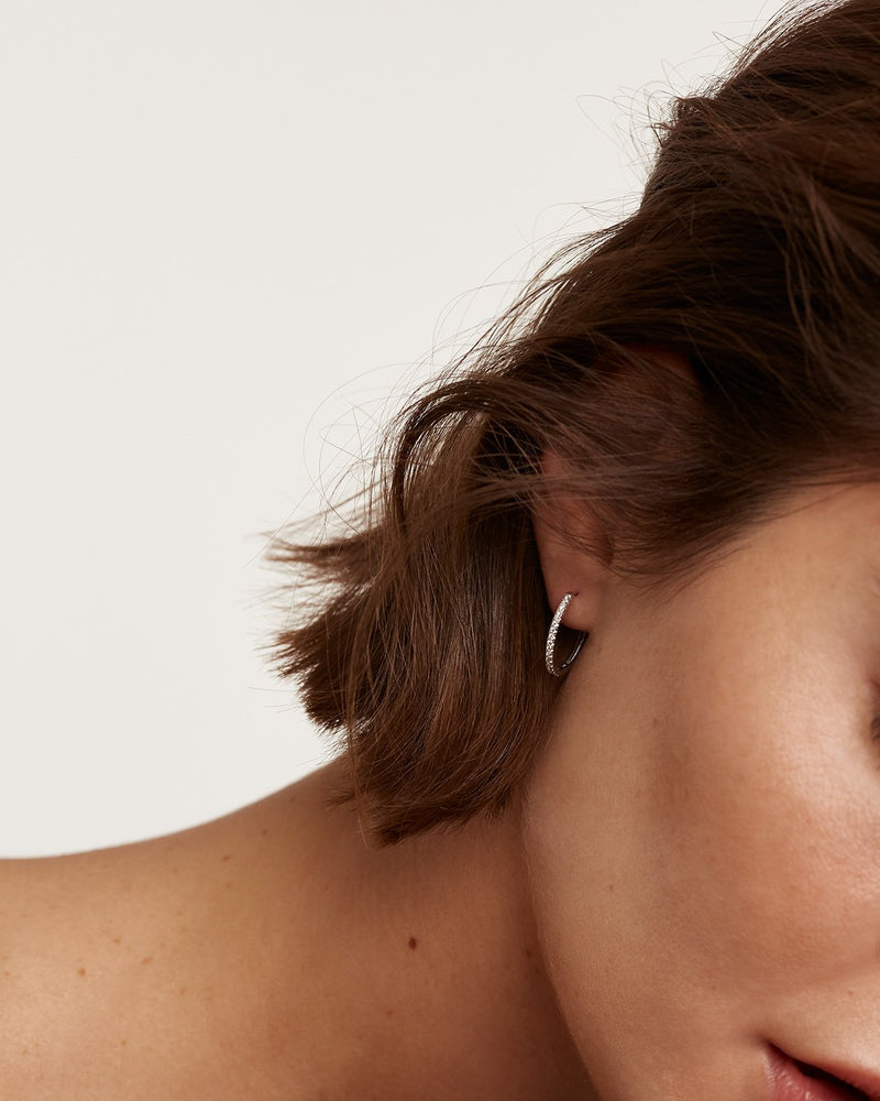 Fiji small skinny cheap hoop diamond earrings