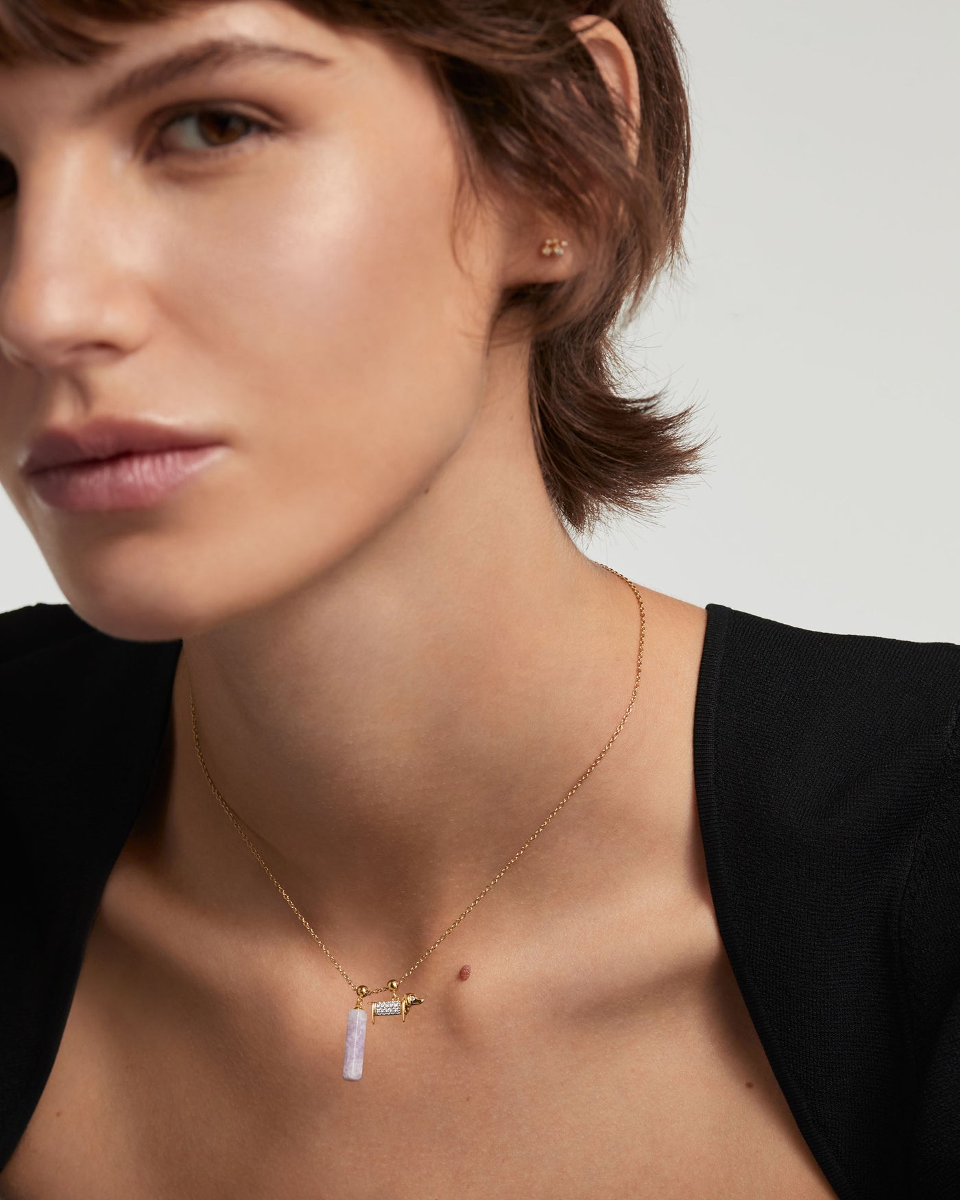 Quartzite Charm 
  
    Sterling Silver / 18K Gold plating
  
