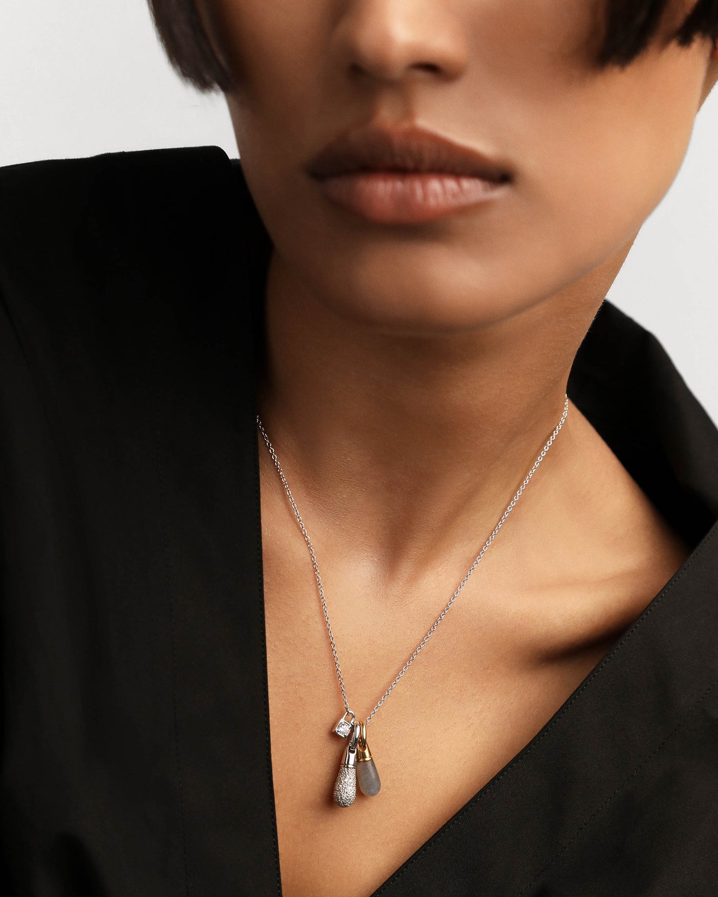 Labradorite Drop Pendant - 
        
          Sterling Silver / 18K Gold plating
        
      