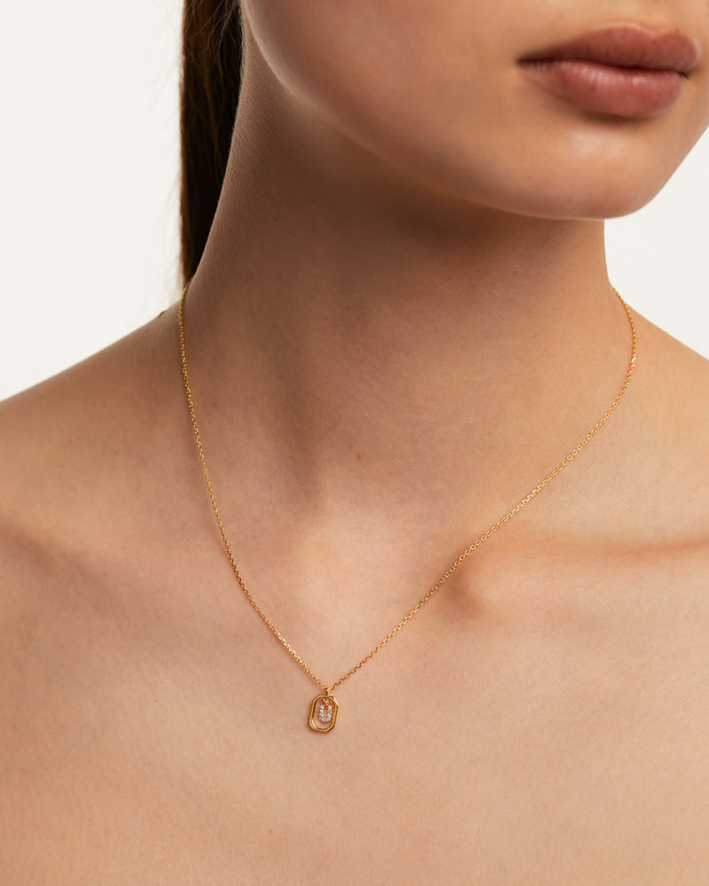 Collana Con Lettera U Mini - 
  
    Argento sterling / Placcatura in Oro 18K
  
