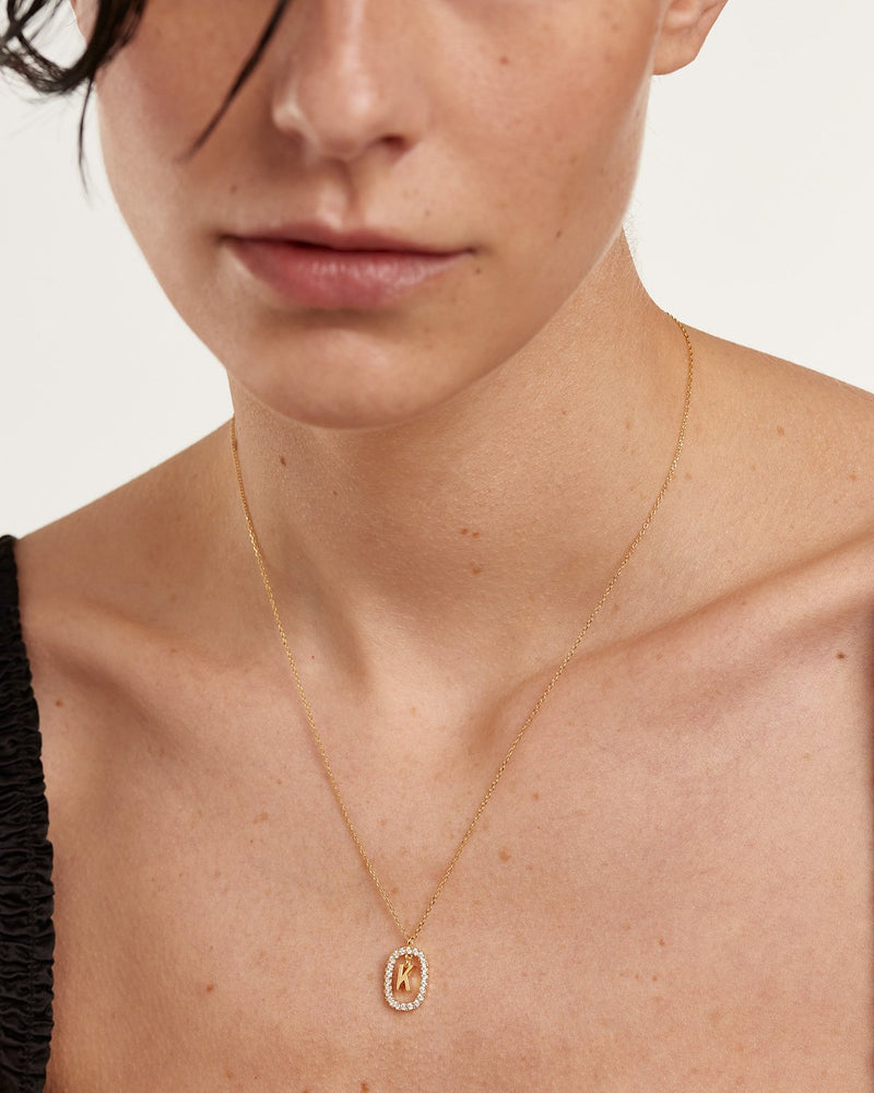 Diamonds and Gold Letter K Necklace - 
  
    18K Gold
  

