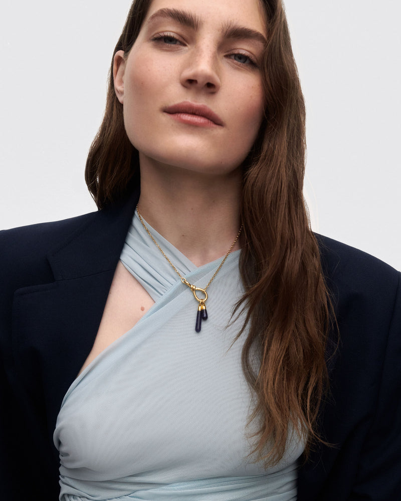 Ciondolo Sodalite large Drop - 
  
    Argento sterling / Placcatura in Oro 18K
  
