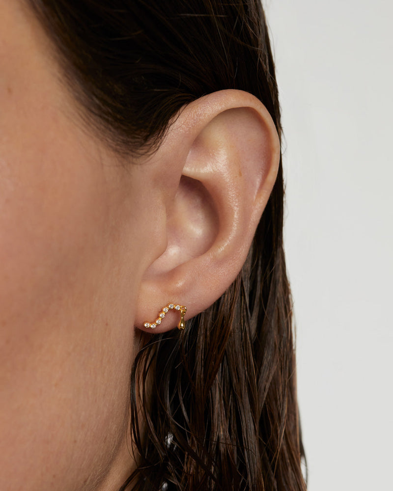 Swim single stud earring - 
  
    Sterling Silver / 18K Gold plating
  
