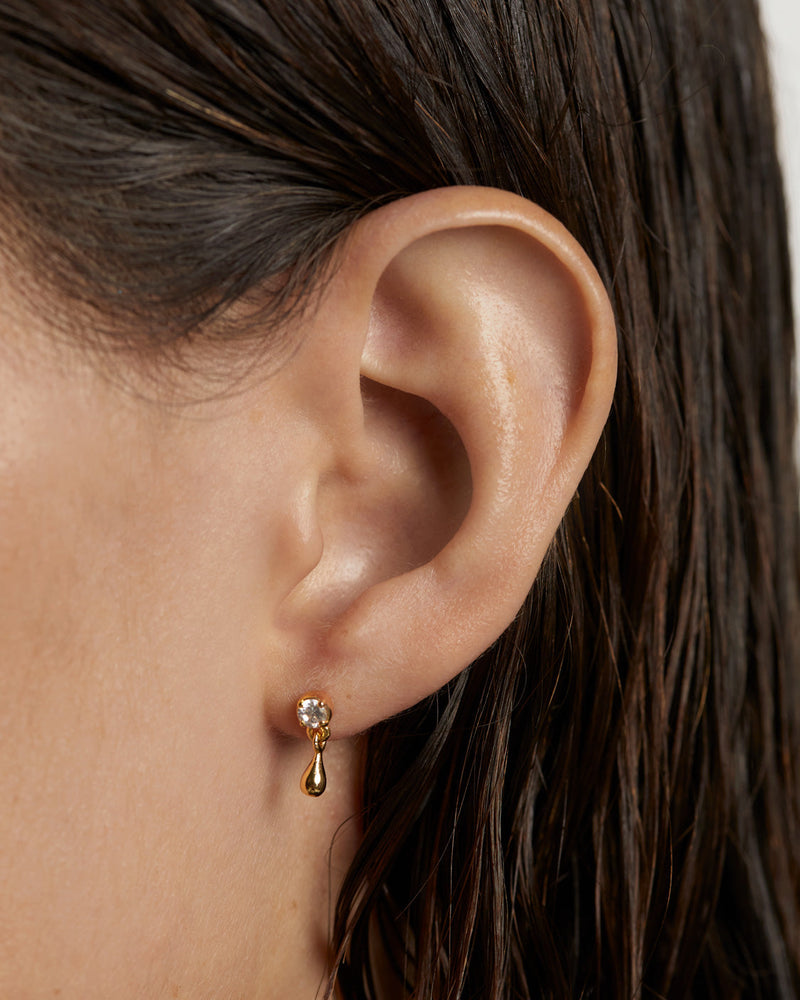 Pendiente individual stud Water - 
  
    Plata de Ley / Baño de Oro 18K
  
