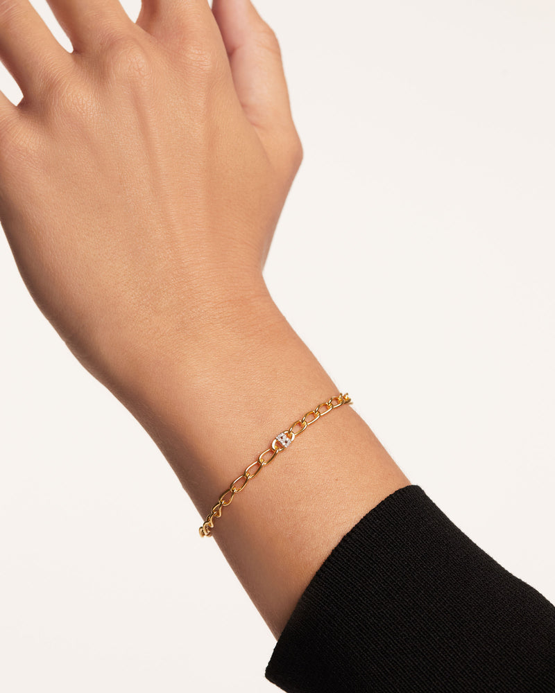 Letter B Chain Bracelet - 
  
    Sterling Silver / 18K Gold plating
  

