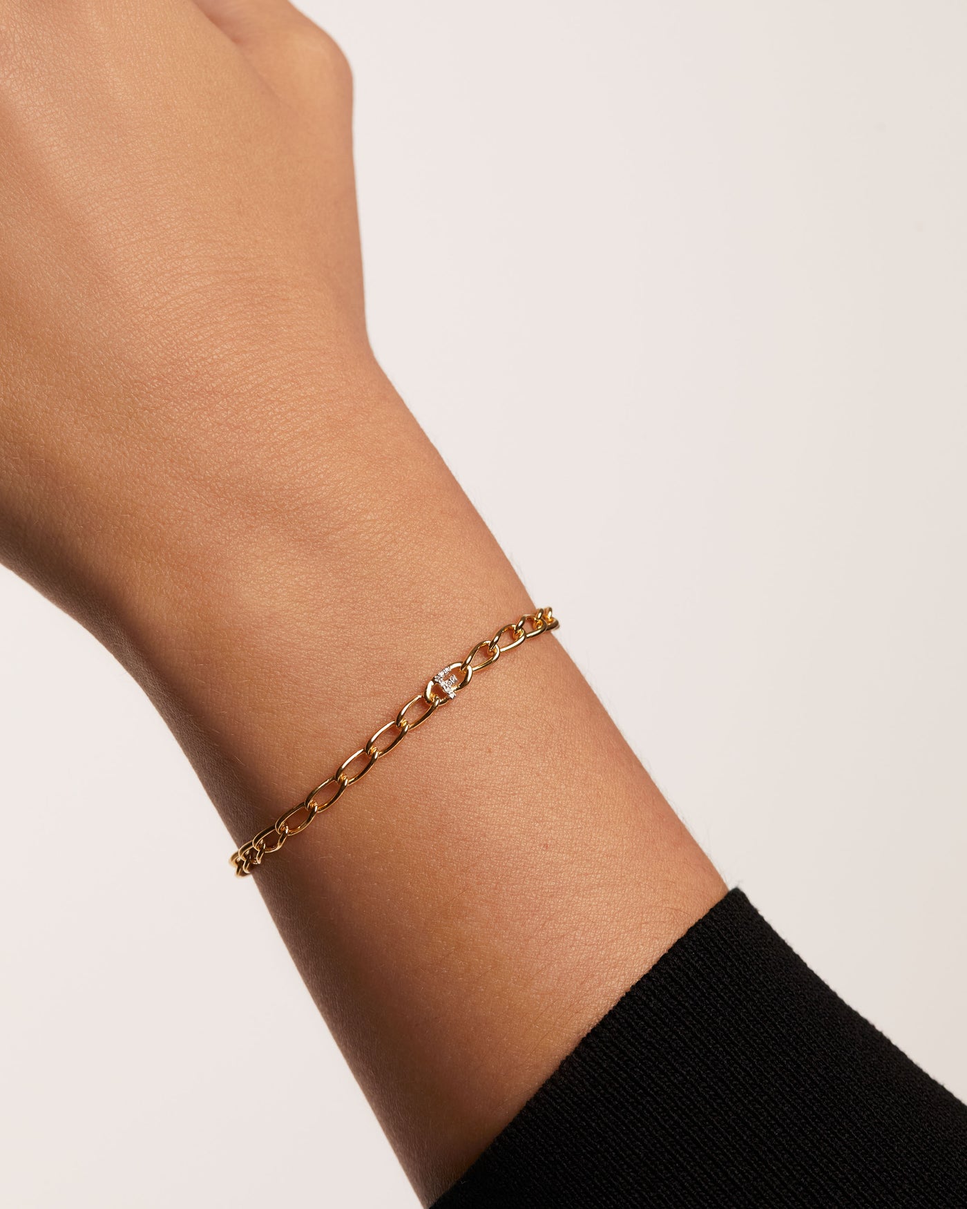 Bracelet Chaîne Lettre F 
  
    Argent massif / Placage Or 18 Ct
  
