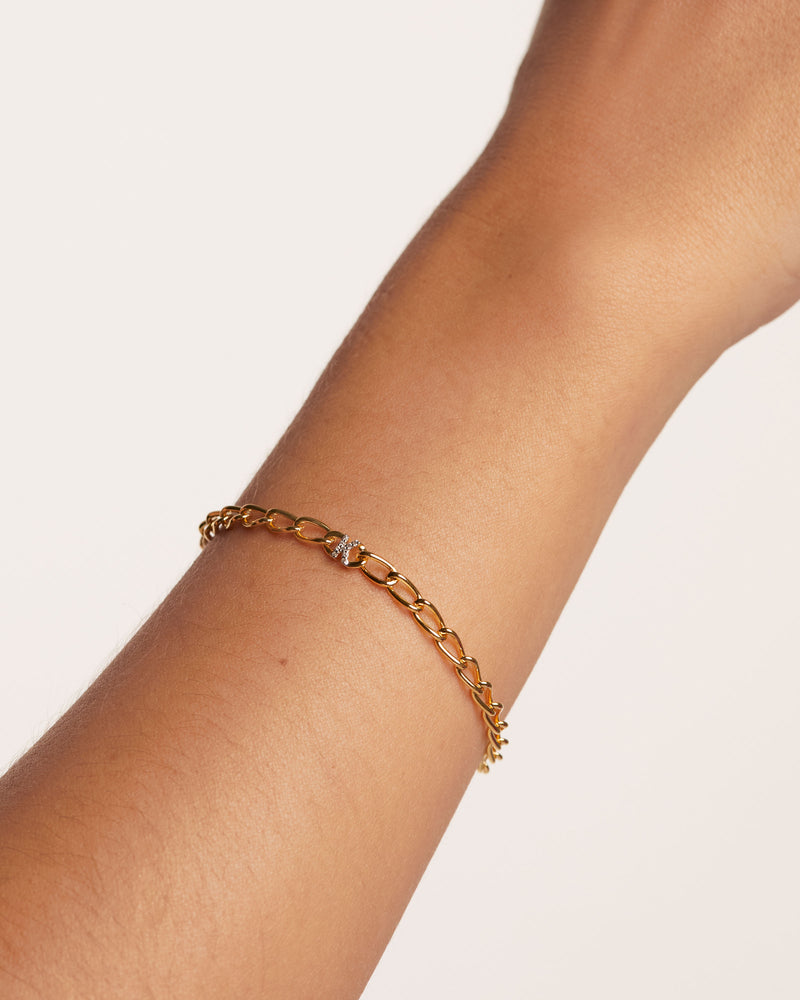 Letter K Chain Bracelet - 
  
    Sterling Silver / 18K Gold plating
  

