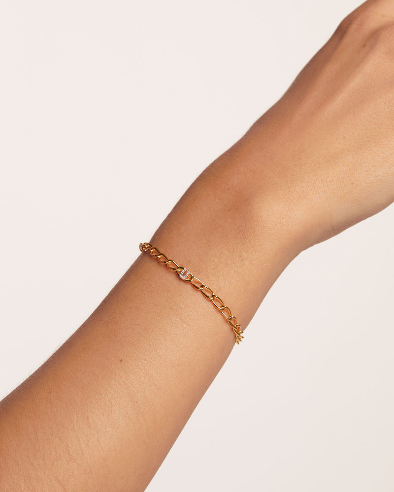 Letter U Chain Bracelet - 
  
    Sterling Silver / 18K Gold plating
  
