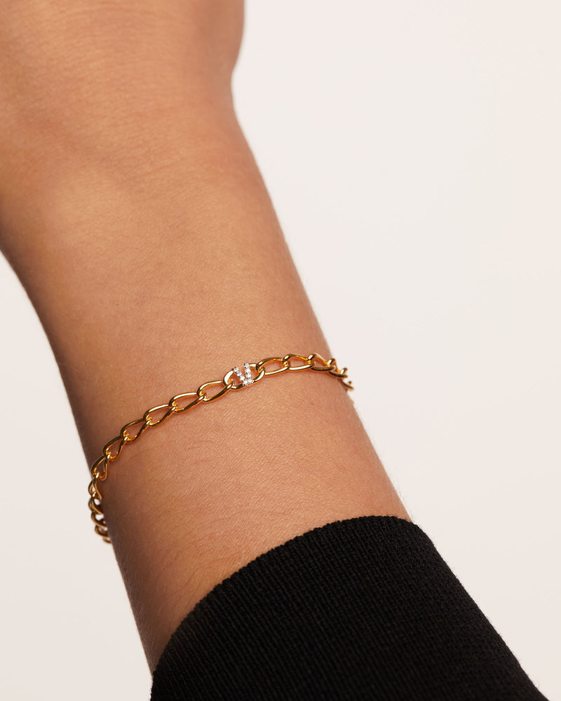 Letter V Chain Bracelet - 
  
    Sterling Silver / 18K Gold plating
  

