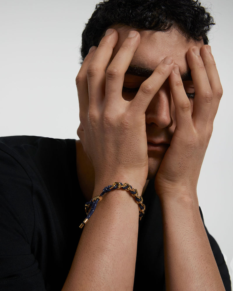 Bracelet Cordon et Chaîne Midnight - 
  
    Laiton / Placage Or 18 Ct
  
