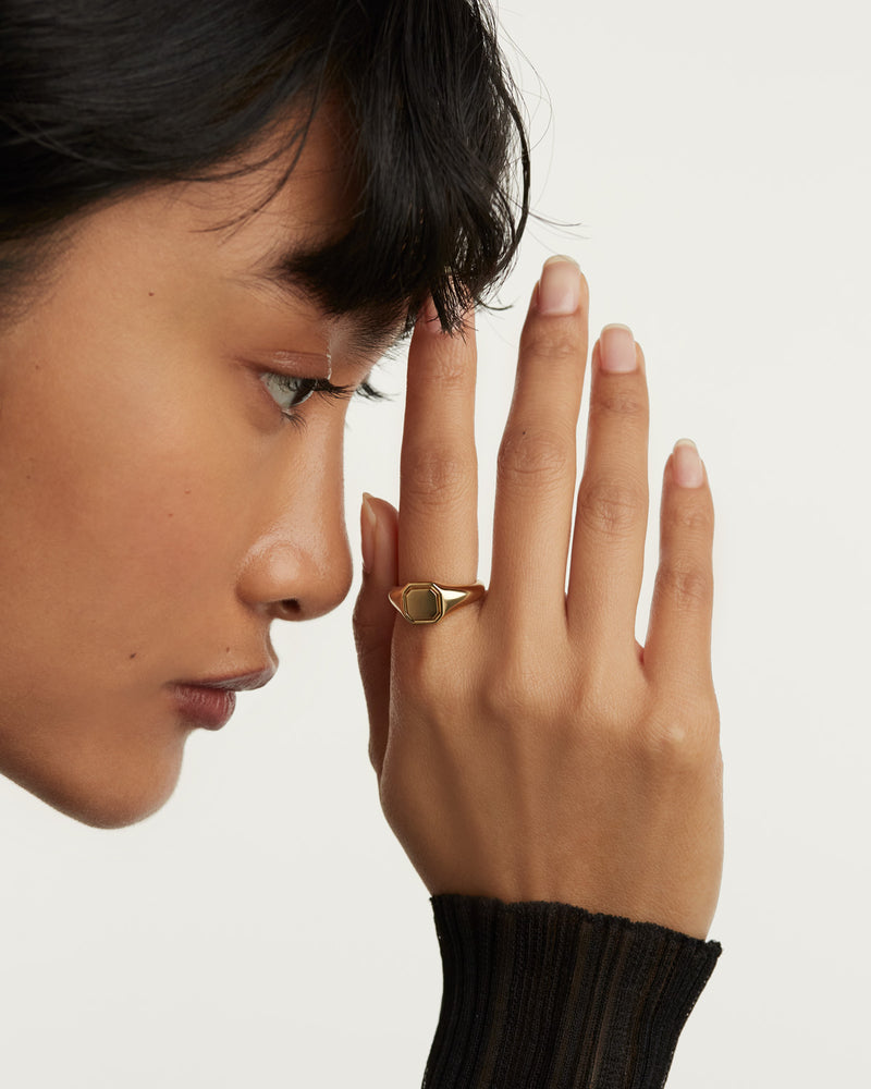Octet Stamp Ring - 
  
    Sterling Silber / 18K Goldplattierung
  
