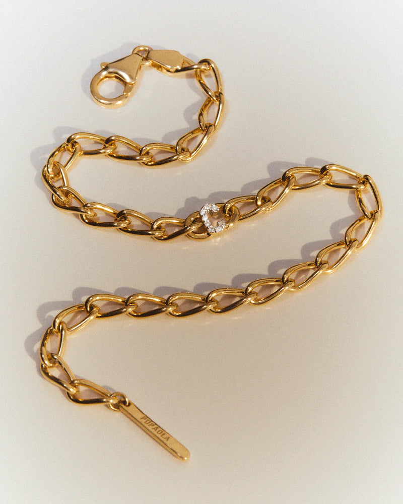 Letter C Chain Bracelet - 
  
    Sterling Silver / 18K Gold plating
  
