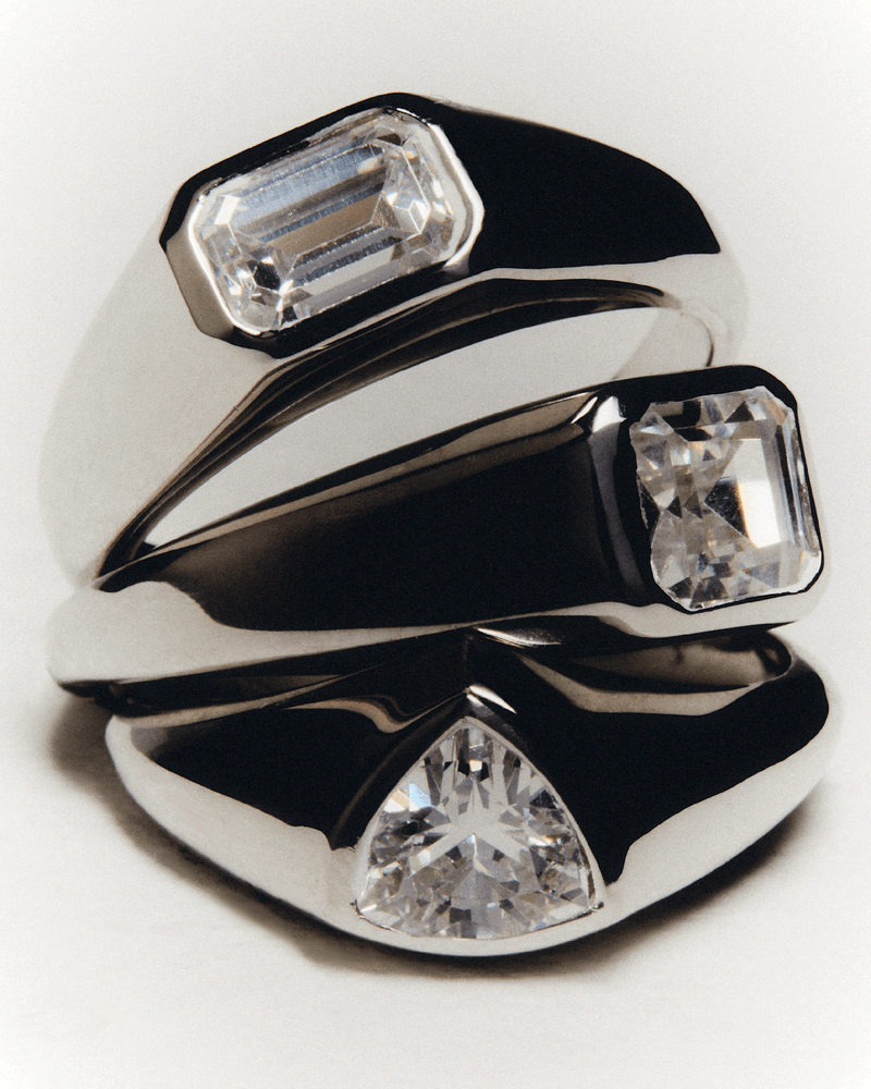 Octagon Shimmer Siegelring aus Silber - 
  
    Sterling Silber
  

