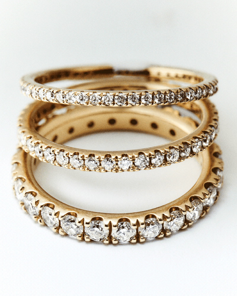 18k gold engagement ring set with small lab-grown diamonds equaling 0.35 carats