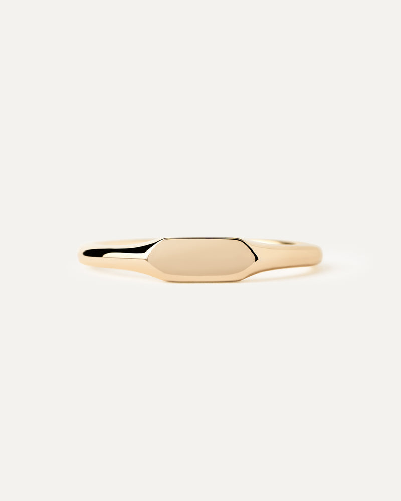 Anello sigillo Hexagon mini - 
  
    Argento sterling / Placcatura in Oro 18K
  
