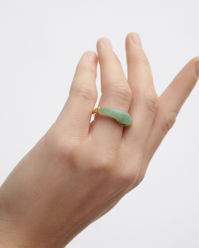 Anillo Aventurina verde Nami - 
  
    Plata de Ley / Baño de Oro 18K
  
